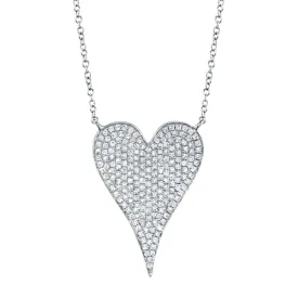 14K WHITE GOLD 0.43CTW DIAMOND HEART NECKLACE