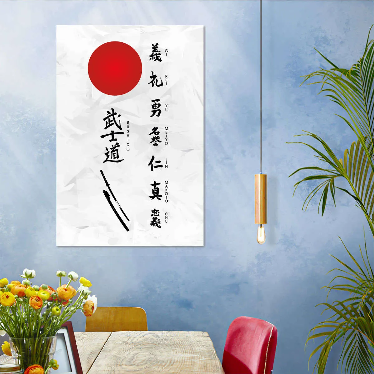 7 Virtues Of Bushido Vertical Wall Art