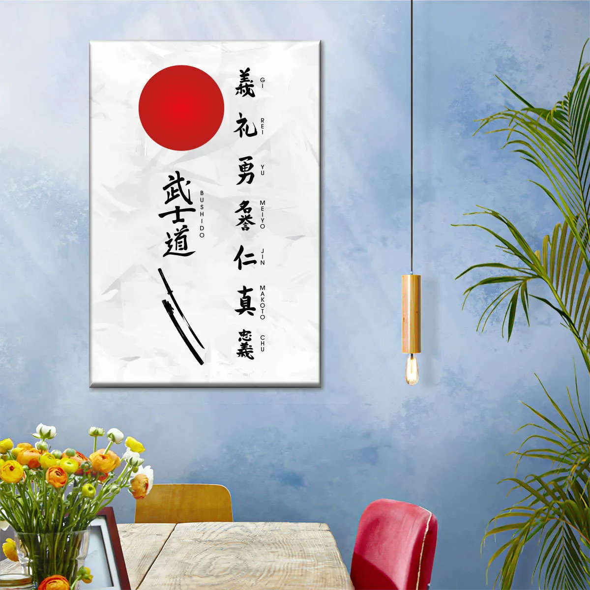 7 Virtues Of Bushido Vertical Wall Art