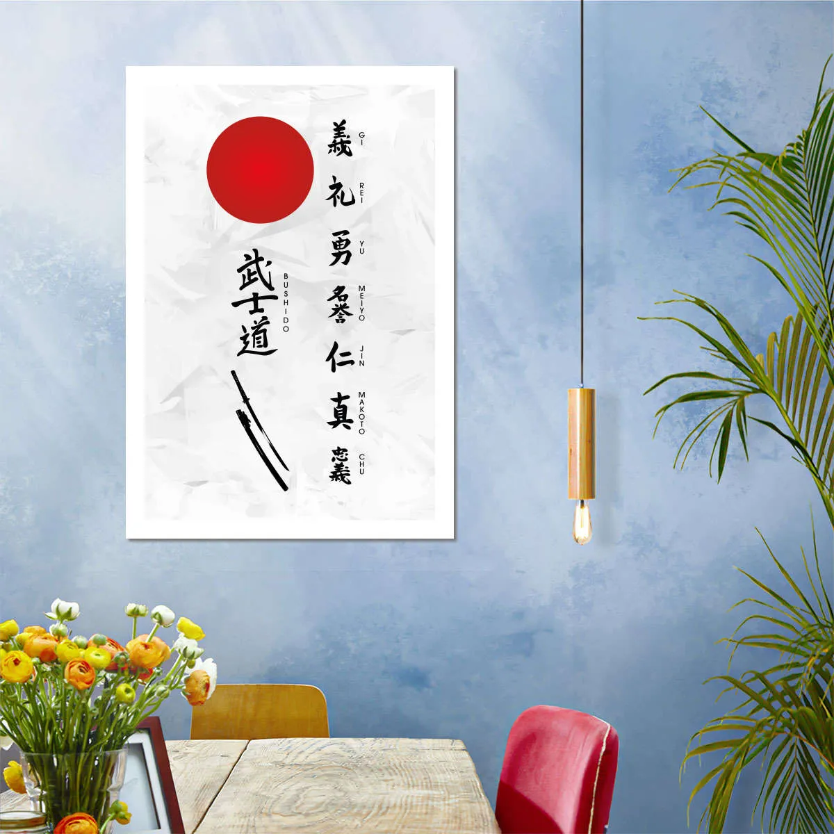 7 Virtues Of Bushido Vertical Wall Art