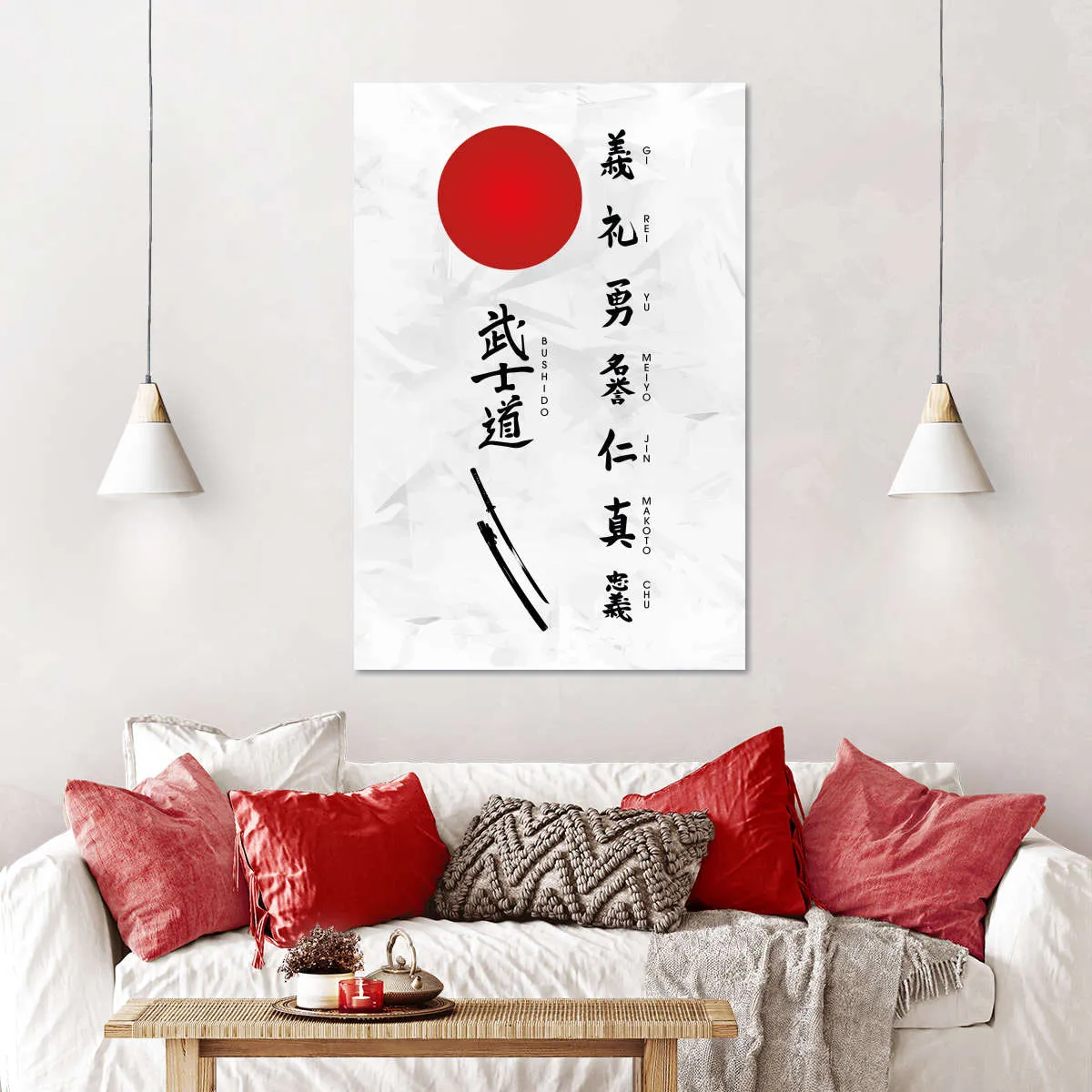 7 Virtues Of Bushido Vertical Wall Art