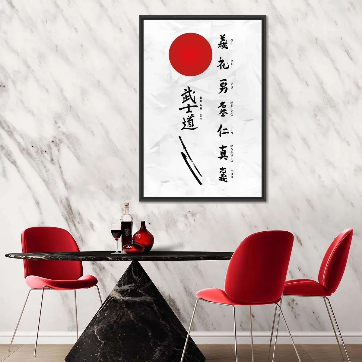 7 Virtues Of Bushido Vertical Wall Art