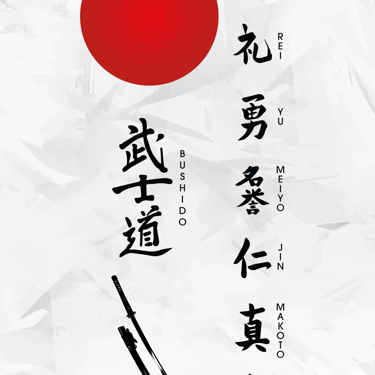 7 Virtues Of Bushido Vertical Wall Art