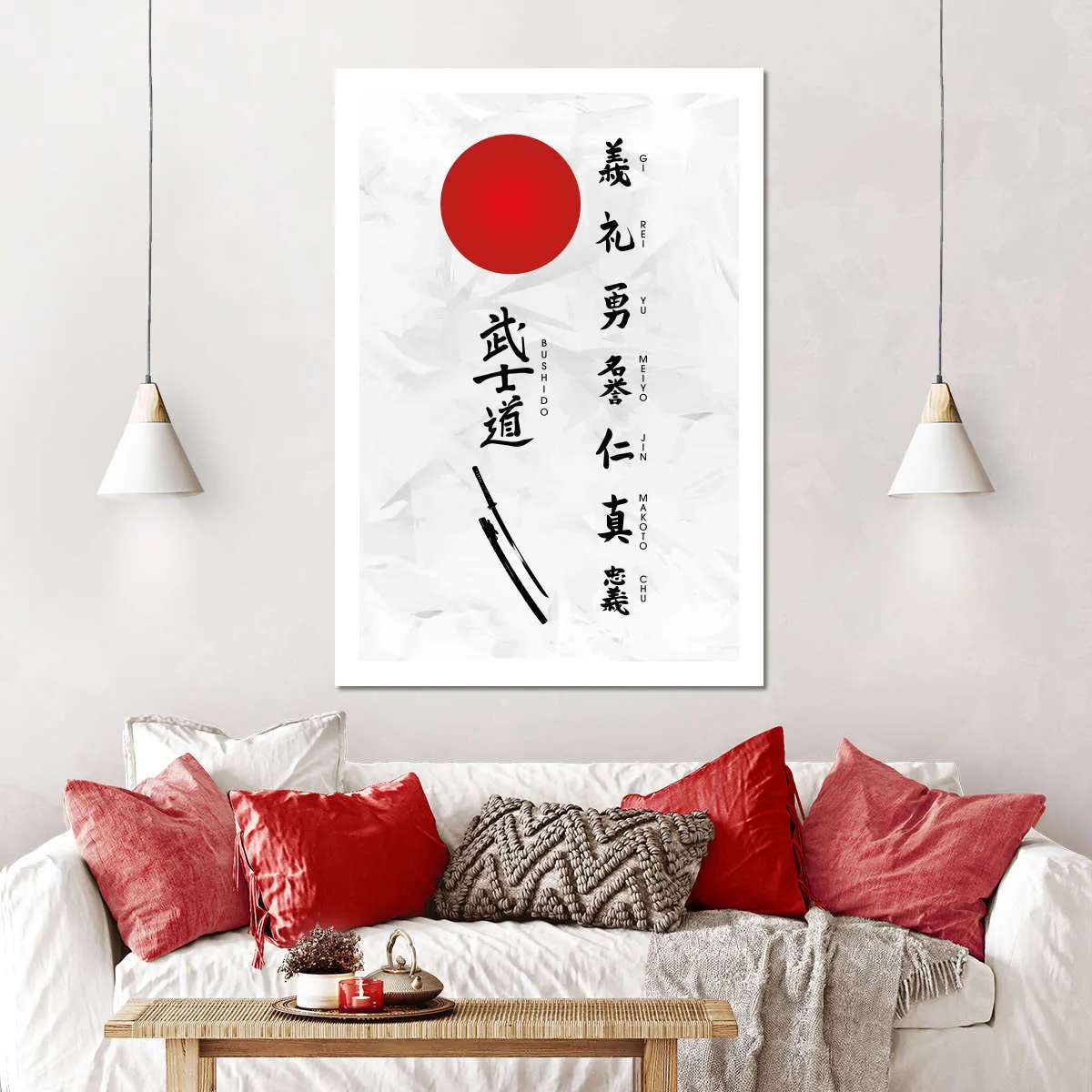 7 Virtues Of Bushido Vertical Wall Art