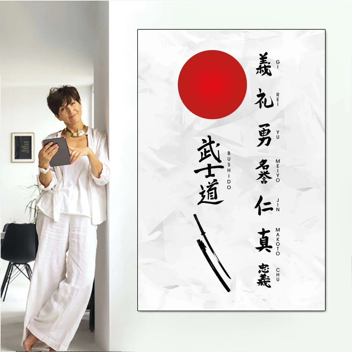 7 Virtues Of Bushido Vertical Wall Art