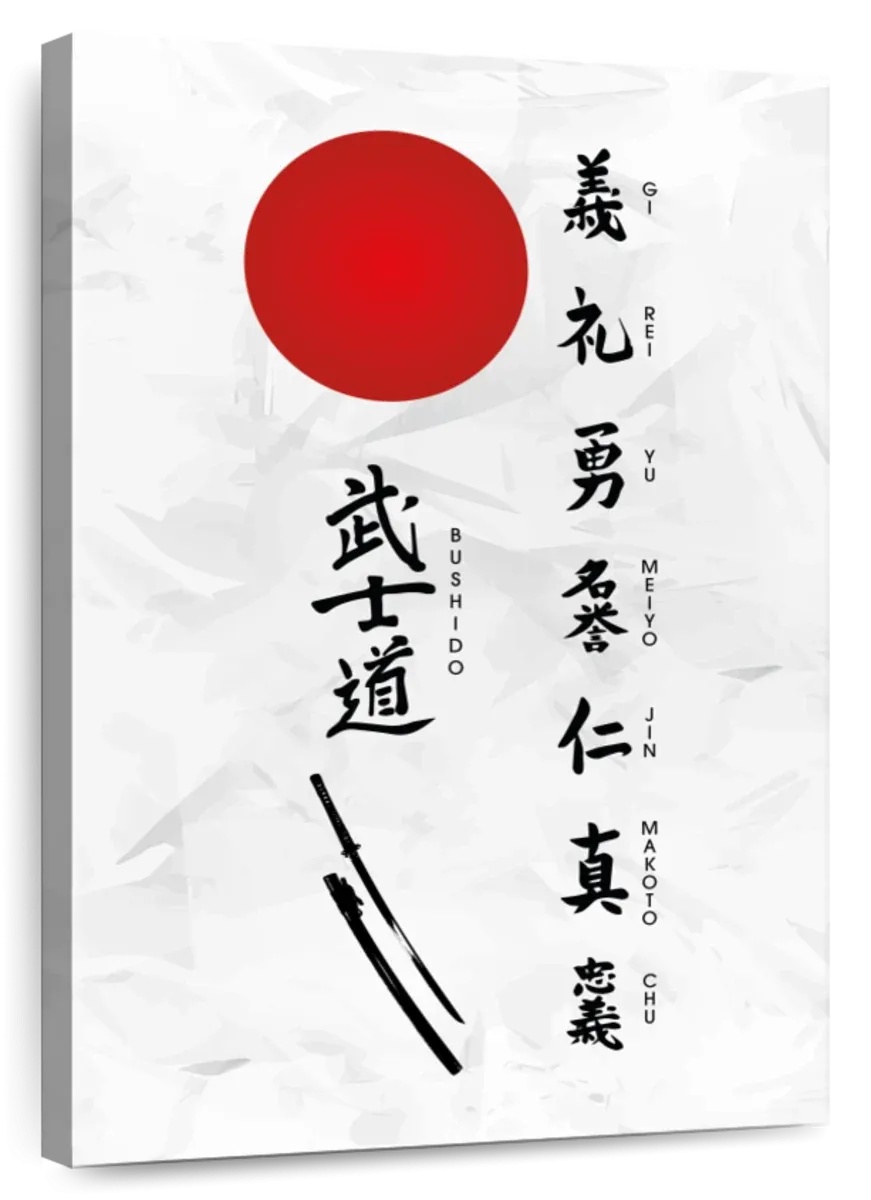 7 Virtues Of Bushido Vertical Wall Art