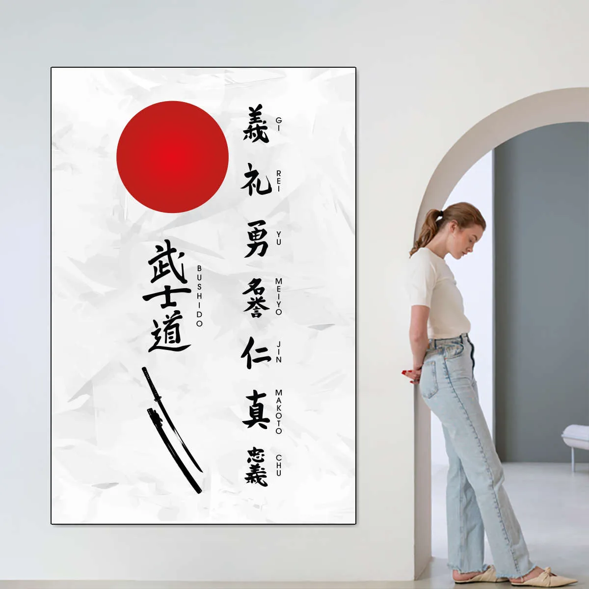 7 Virtues Of Bushido Vertical Wall Art