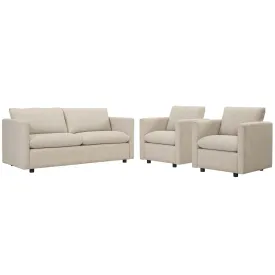 Activate 3 Piece Upholstered Fabric Set By Modway - EEI-4046 - Beige