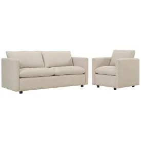 Activate Upholstered Fabric Sofa and Armchair Set By Modway - EEI-4045 - Beige