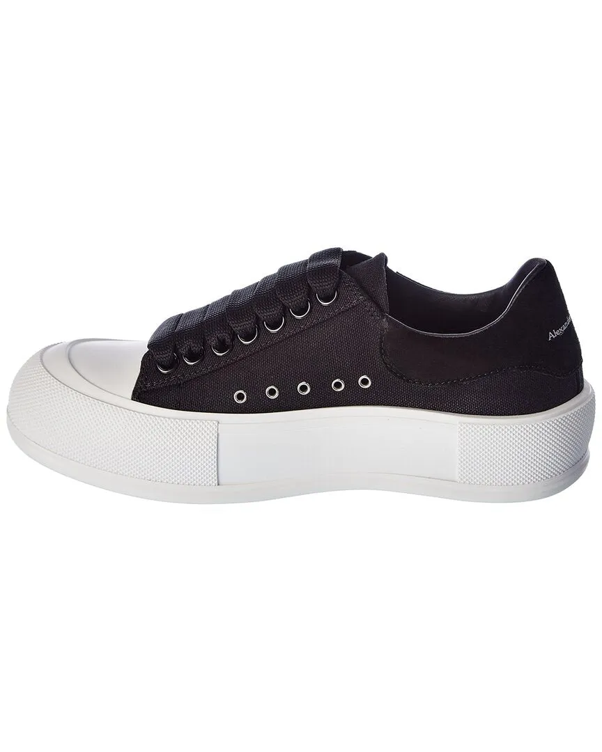 Alexander Mcqueen Deck Plimsoll Canvas & Suede Sneaker