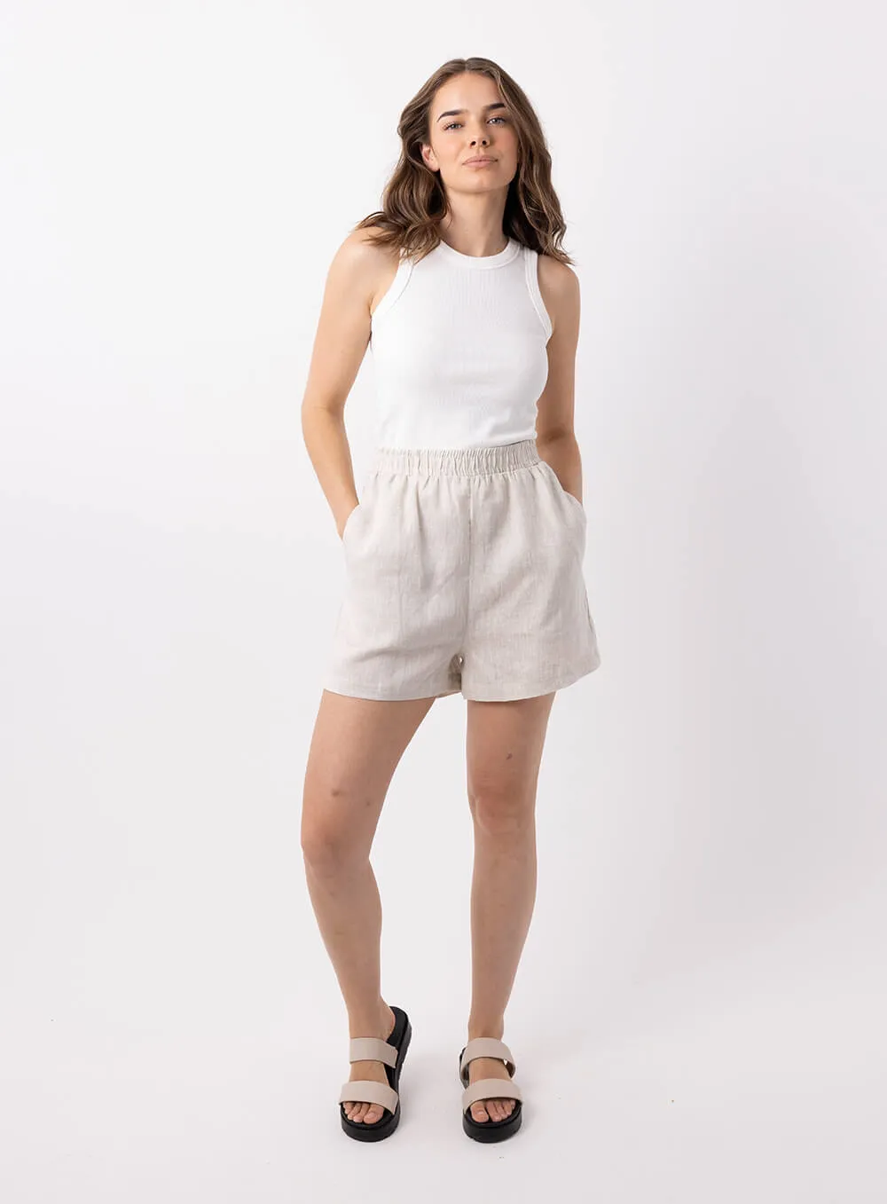 Ali Linen Short-BEIGE