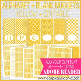 Alphabet   BLANK Nugget Wrappers {YELLOW} PRINTABLE