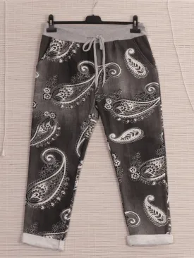 Anne   Kate Italian Paisley Black Pants 14-18