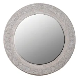 Artemis Round Leaf Scroll Distressed Mirror