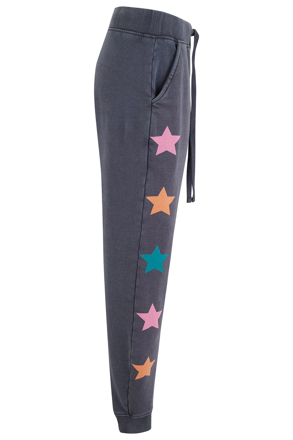 Ashley Joggers - Washed Charcoal, Star Detail