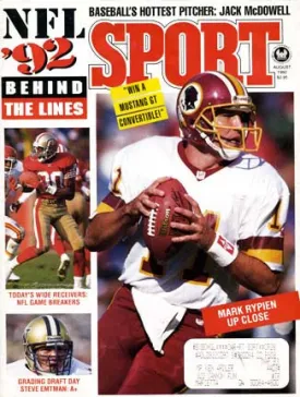 August 1992 Sport Cover (Mark Rypien, Washington Football and Jerry Rice, San Francisco 49ers)