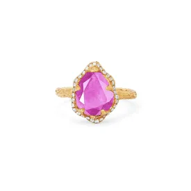 Baby Queen Water Drop Pink Sapphire Ring with Full Pavé Halo