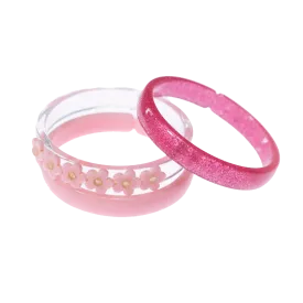 Bangle Set - Pink Flowers & Glitter