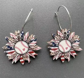 Baseball Hoop Earrings - Handmade Jewelry, Baseball Mom, Sports Accessories, Handmade Earrings, Baseball Jewelry, Baseball Dangle Earrings