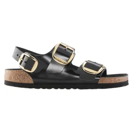 Birkenstock Ladies Back Strap Patent Sandals - Milano Big Buckle - Black