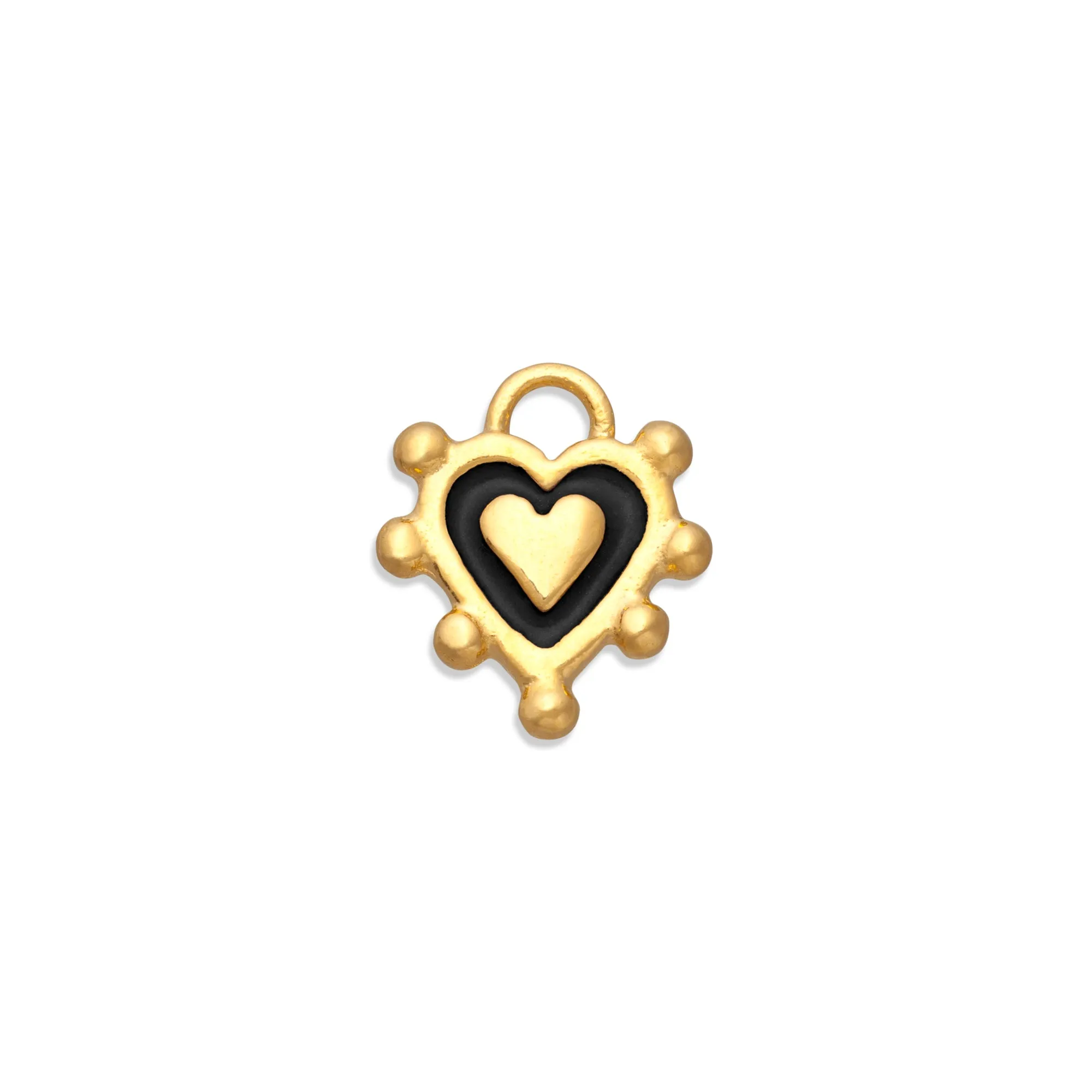 Black Enamel Sacred Heart Charm