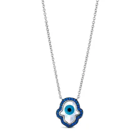 Blue Sapphire Hamsa Necklace