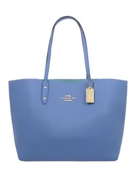 Coach Town Tote Pebble Leather Shoulder Bag Dark Periwinkle F72673