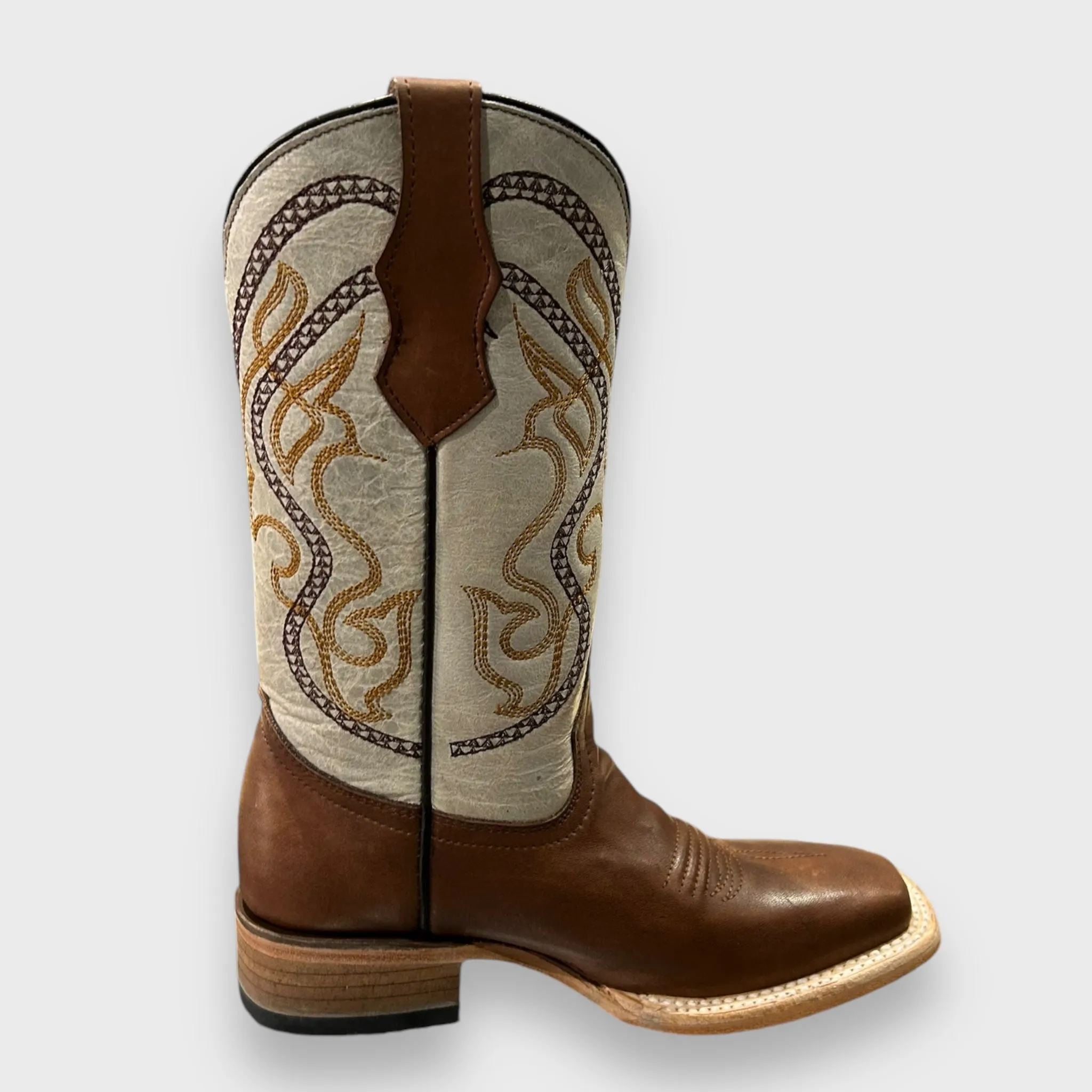 Corral Teens J7100 Handcrafted Brown/Beige Narrow Square Toe Cowboy Boots