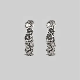 DAHLIA. Floral Garland Hoop Earrings - Silver