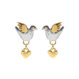 Dove Heart Drop Earrings