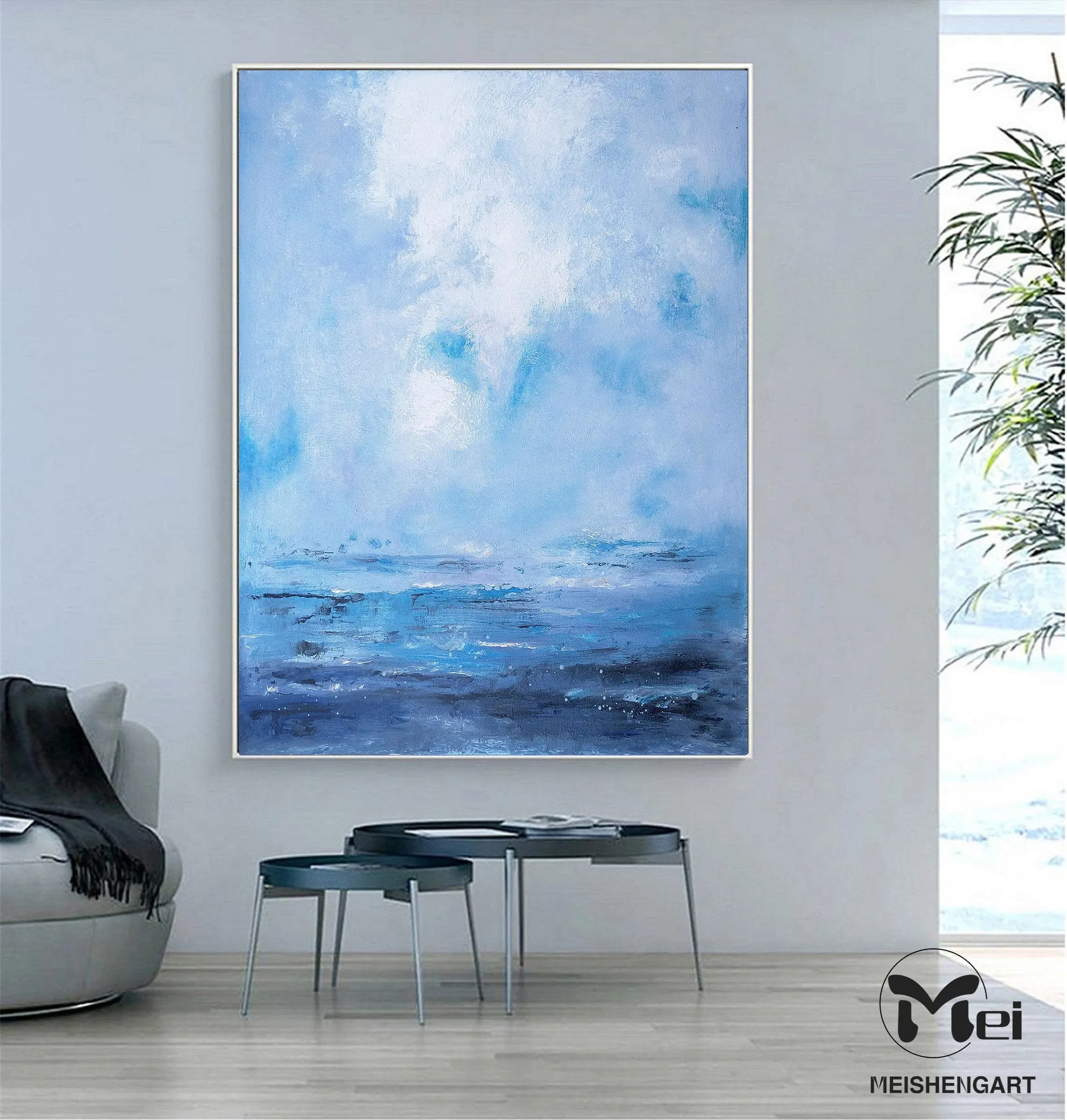 Large Ocean Painting Blue Sky Painting Office Art Ap116