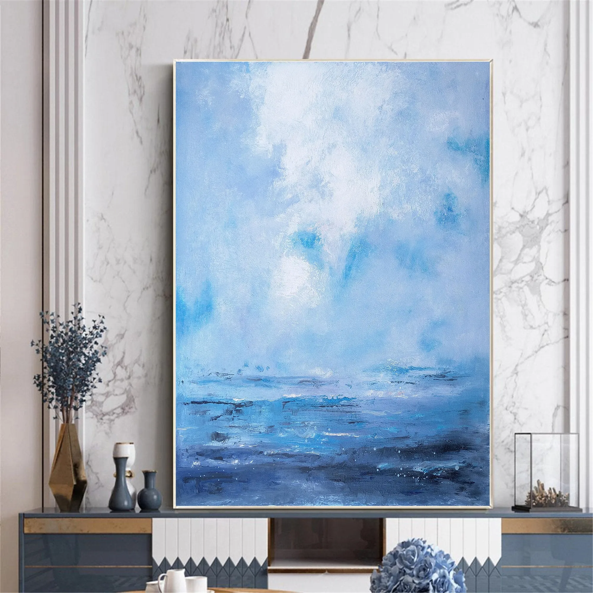 Large Ocean Painting Blue Sky Painting Office Art Ap116