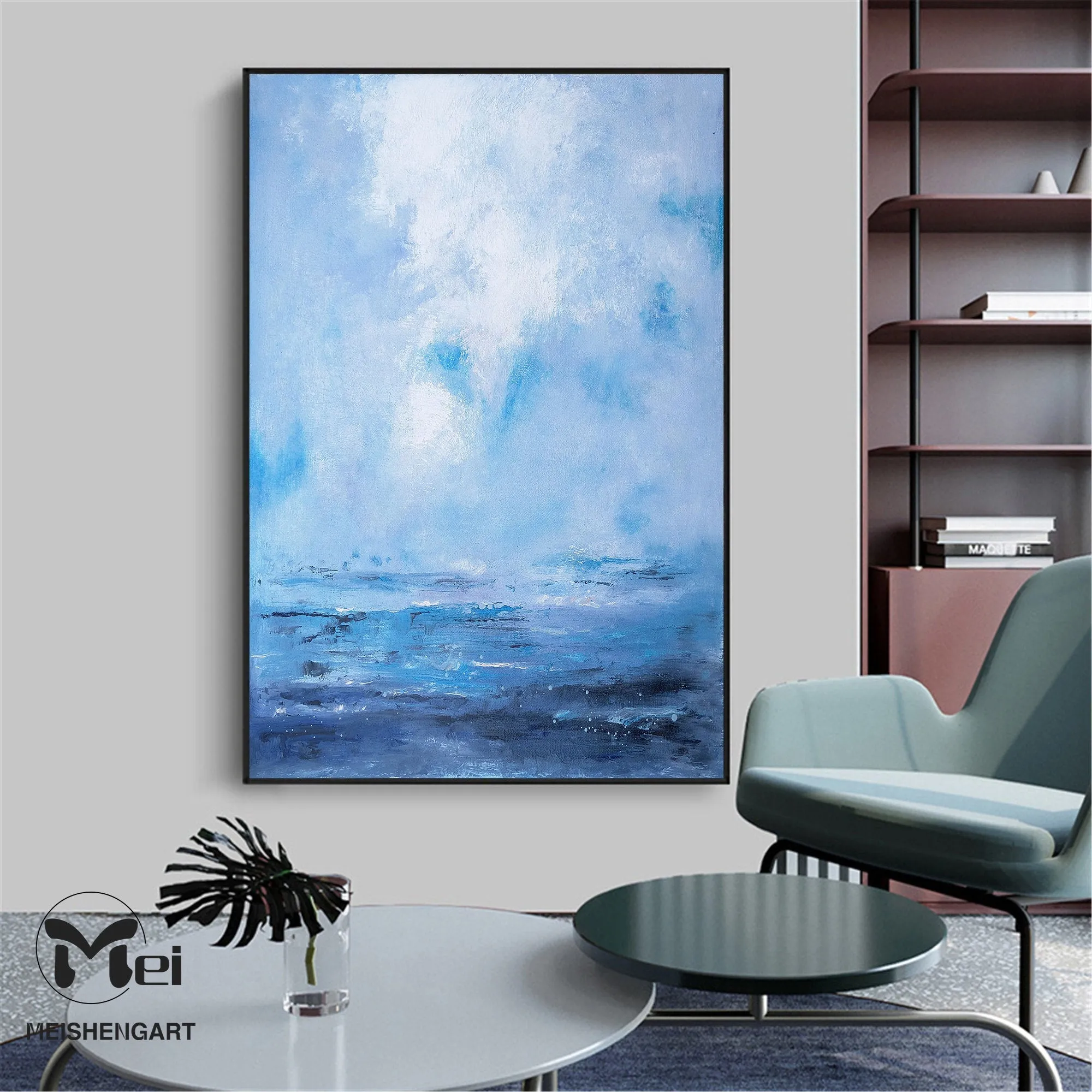 Large Ocean Painting Blue Sky Painting Office Art Ap116