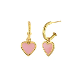 Large Pink Heart Earrings