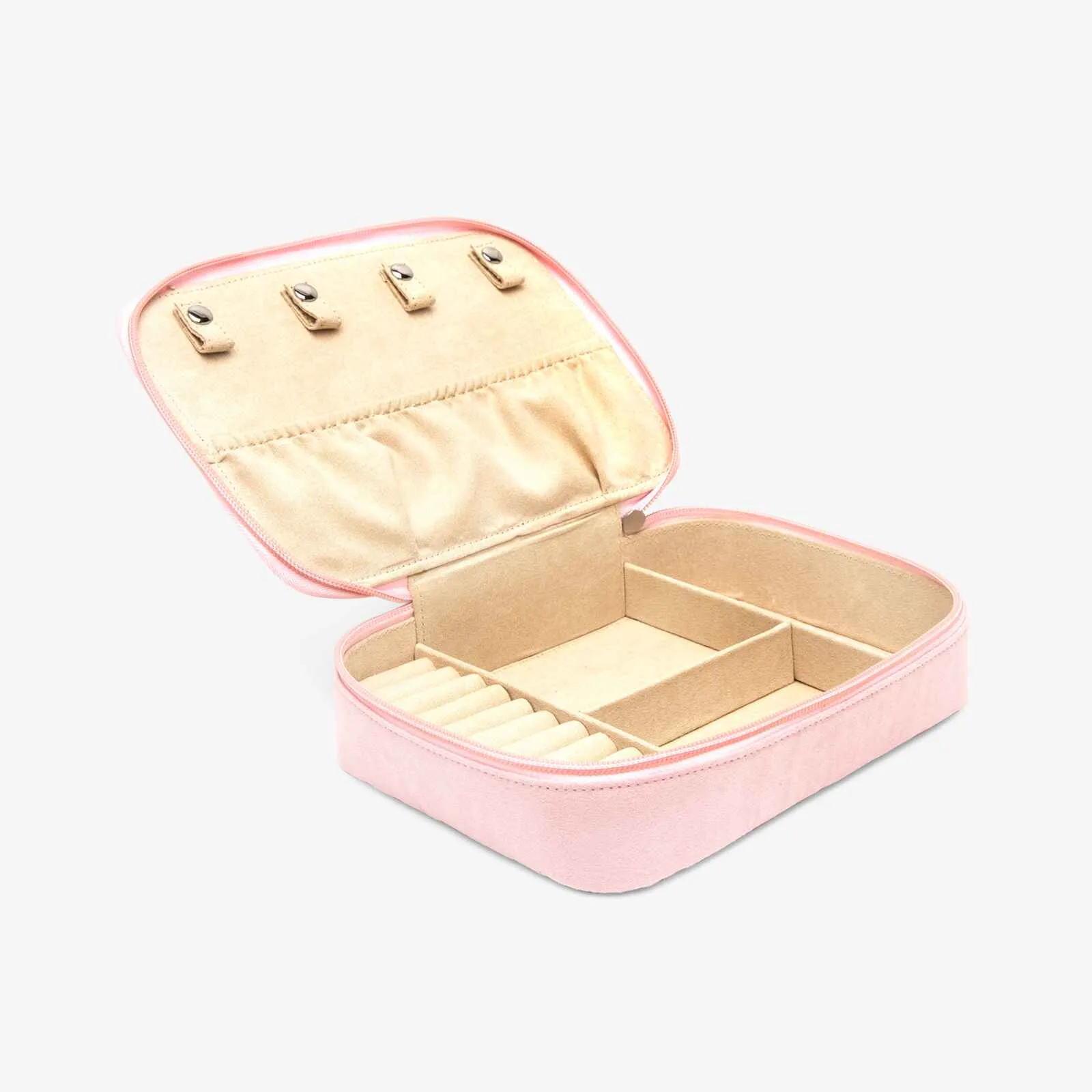 Large Pink Velvet Jewelry Case