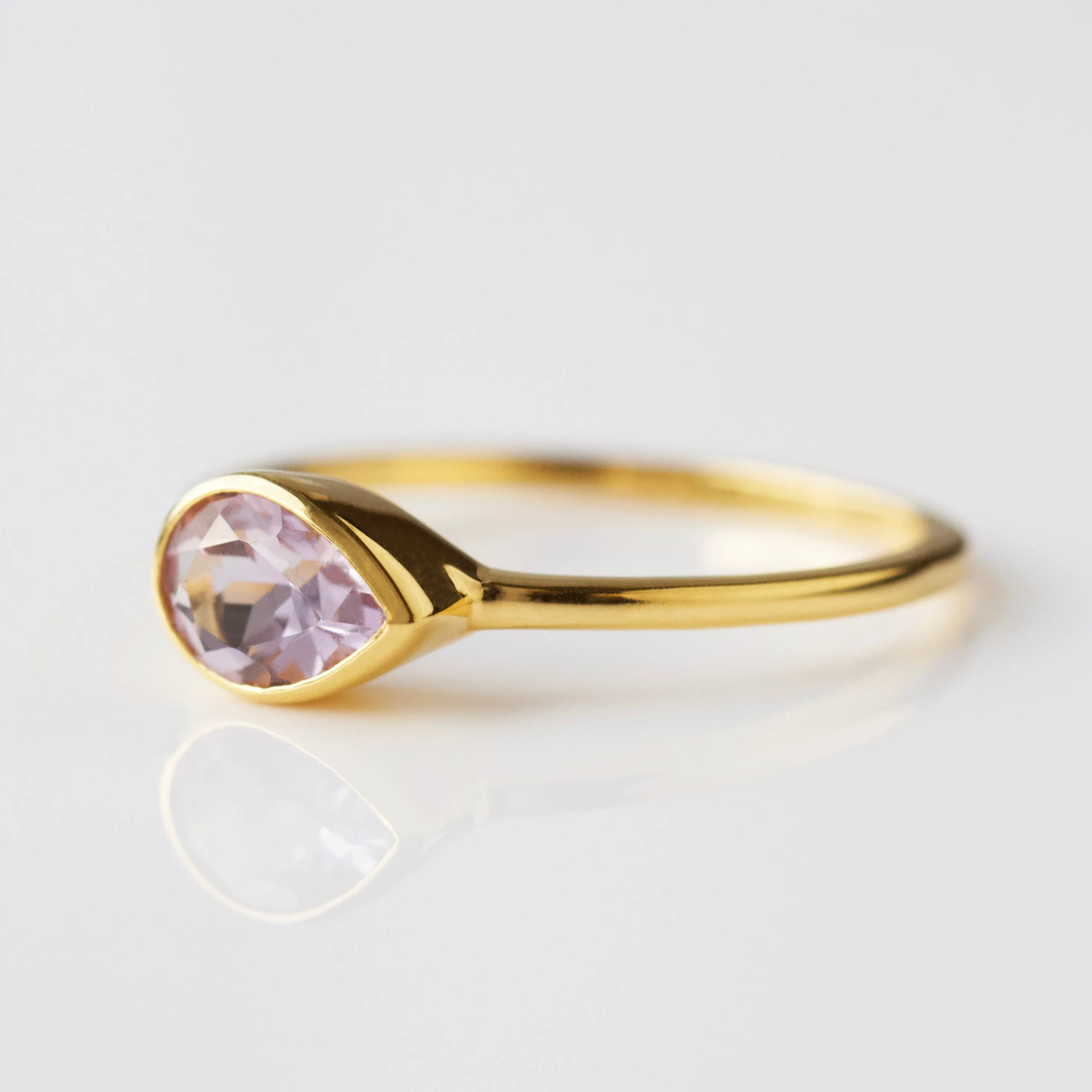 Margot Pink Amethyst Pear Ring