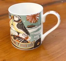 Orkney Rock Star Puffin China Mug