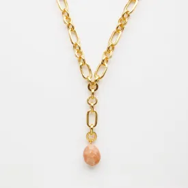 Peach Amazonite Chunky Chain Lariat