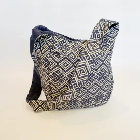 Queue navy diamond shopper bag