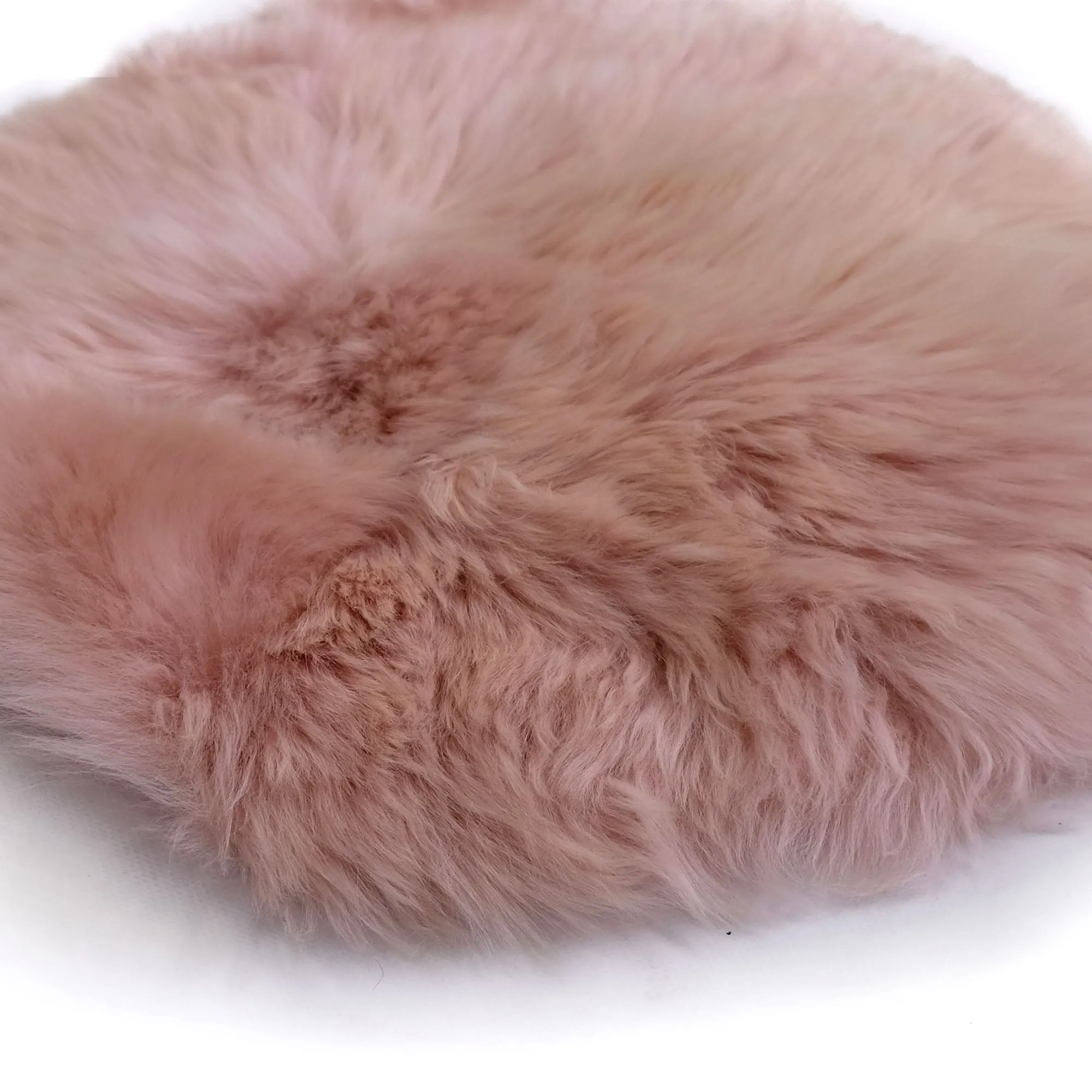 Round Chair Mat Long Wool - Pink - 37cm Diameter - Australian Merino Sheepskin