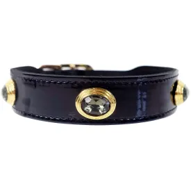 Royal Dog Collar in Black Patent & Gold