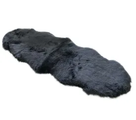 Sheepskin Rug - Steel (Dark Grey) - Super Double Length (200x60-65cm) - Long Wool Australian Merino Sheepskin