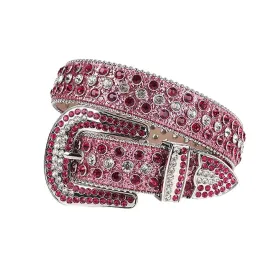 Shiny Pink Strap With Pink & Crystal Studded Rhinestone Belt