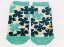 Shinzi Blue and Green Clover and Bee Sock