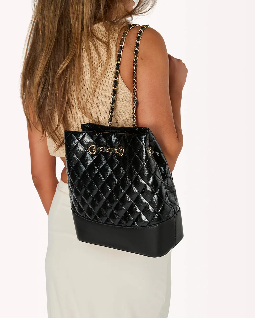 SOPHIA BACK PACK - BLACK QUILTED