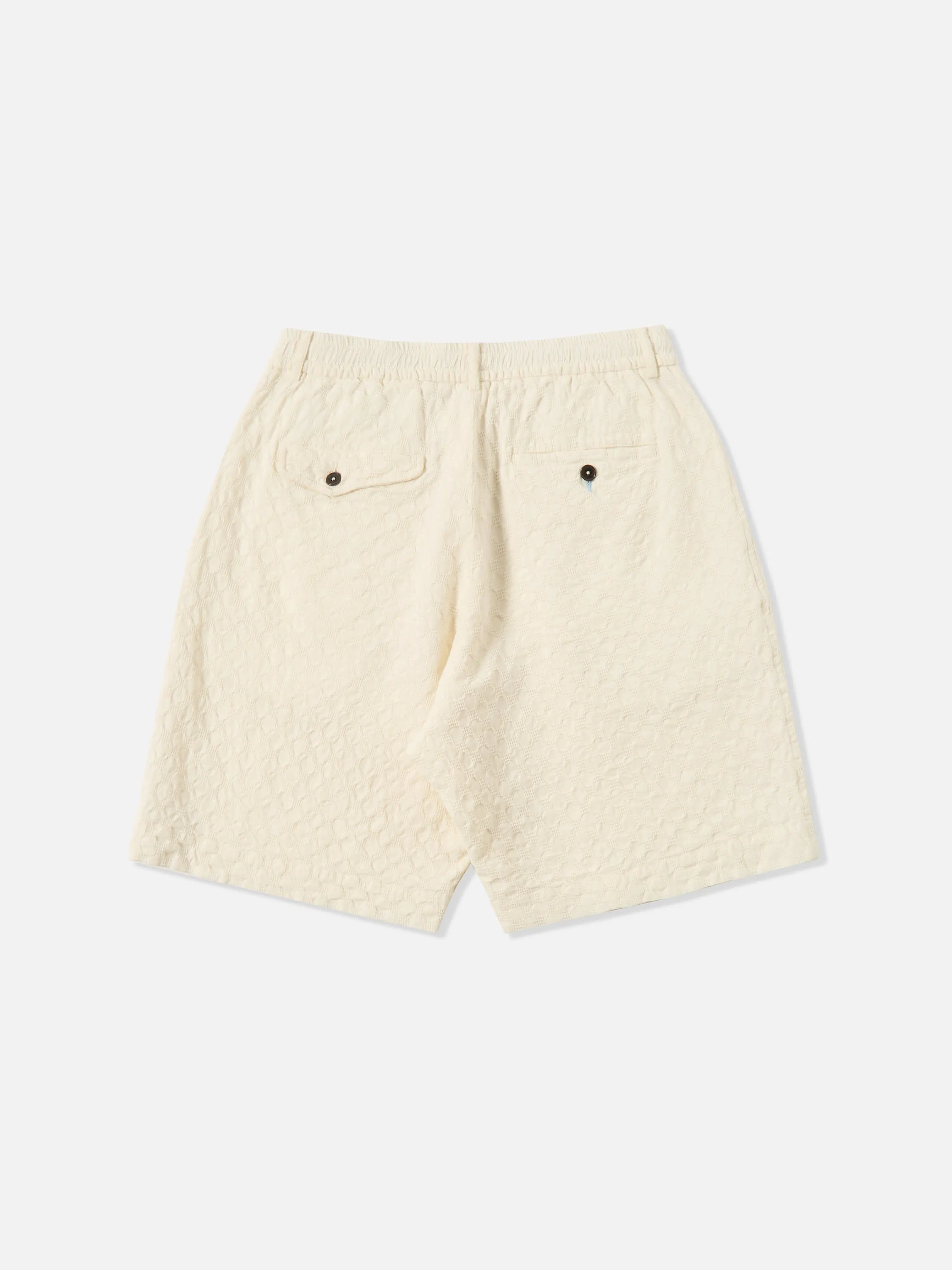 Universal Works Pleated Track Short in Ecru Dot Waffle